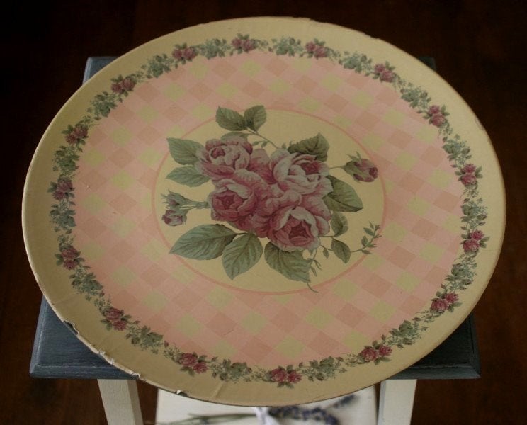 Brocante shabby chic rozenschaal - schaal - rozen - roos -, Kunststof, Gebruikt, Schaal, Rond
