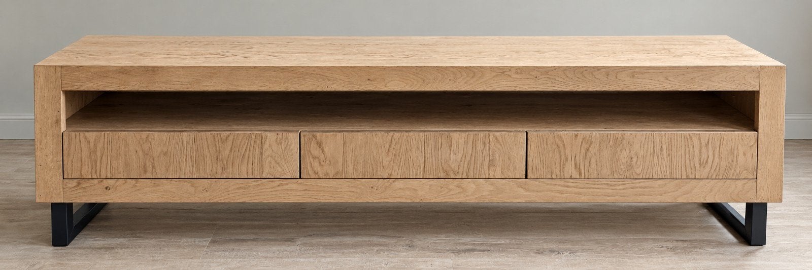Massief Eiken Maatwerk TV-meubel 2meterbr Vermeer Meubelen, Ophalen, Gebruikt, Eikenhout, 200 cm of meer