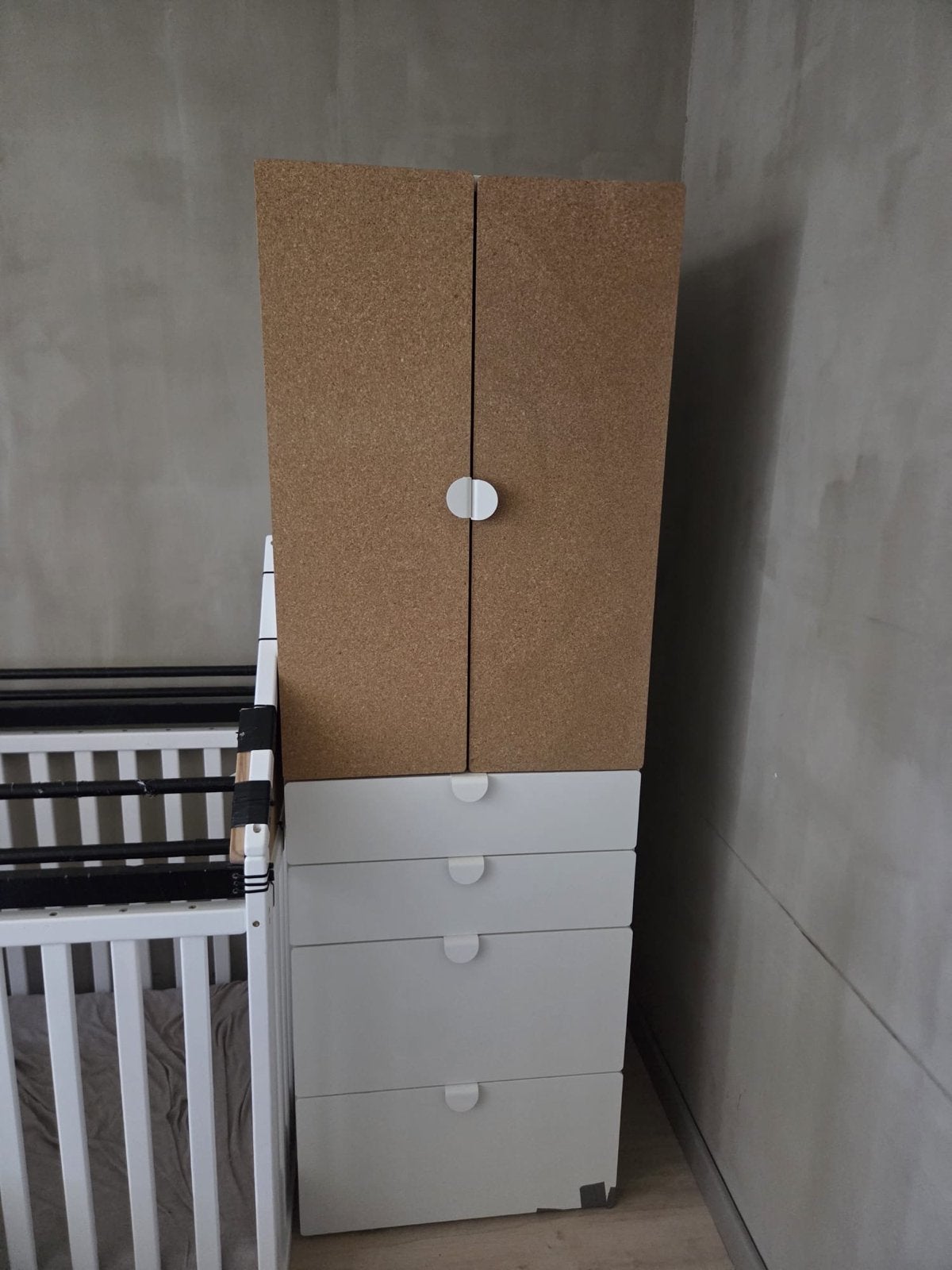 IKEA PLATSA SMÅSTAD kast, 60x57x181 cm, Wit Kurk/met 4 Laden, Ophalen, Gebruikt, 50 tot 70 cm, 105 cm of meer