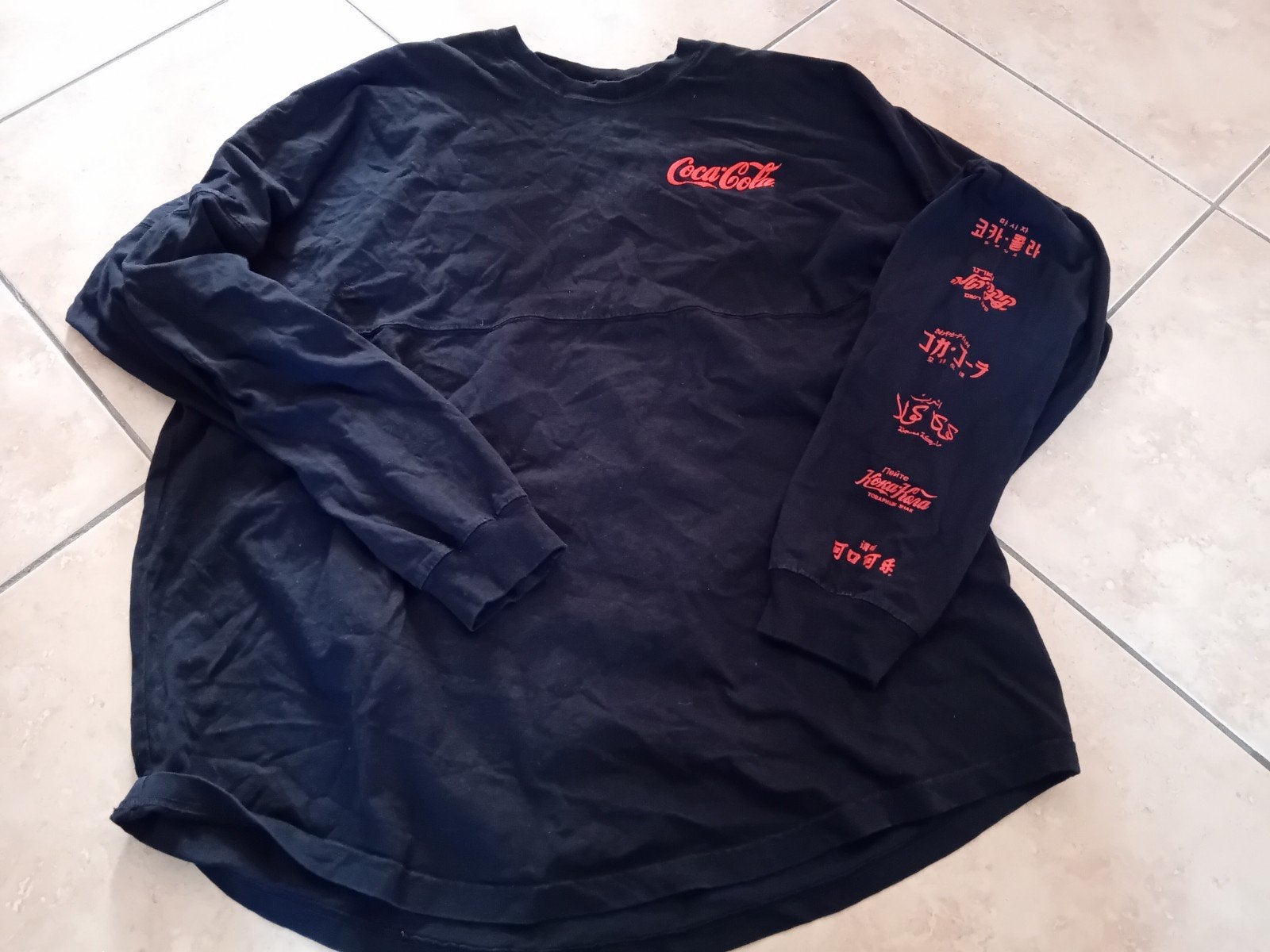 Coca-Cola Spirit Jersey Zwart Lange Mouw Maat L, Zwart, Maat 42/44 (L), Ophalen of Verzenden, Zo goed als nieuw