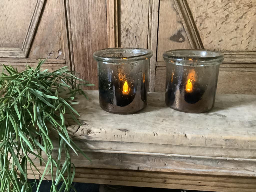 NIEUW bubbel glazen windlichten met gedeelte rookglas, Ophalen of Verzenden, Nieuw