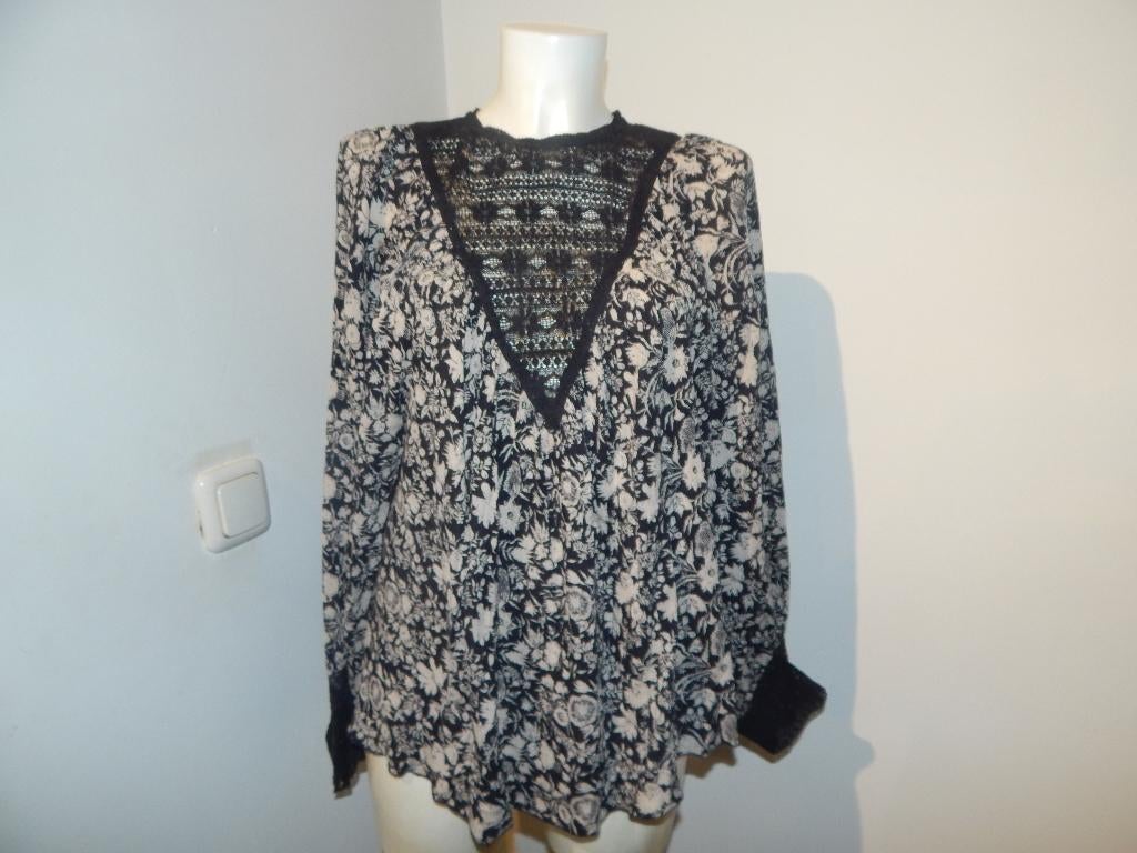 Antik Batik ibiza festival top voile kant delen print mt L