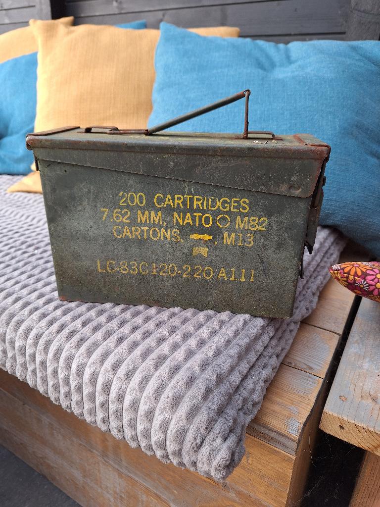 Authentieke Amerikaanse Munitiekist - M19A1(.30 Cal)-Vintage, Ophalen of Verzenden, Landmacht, Nederland, Kist of Geocache