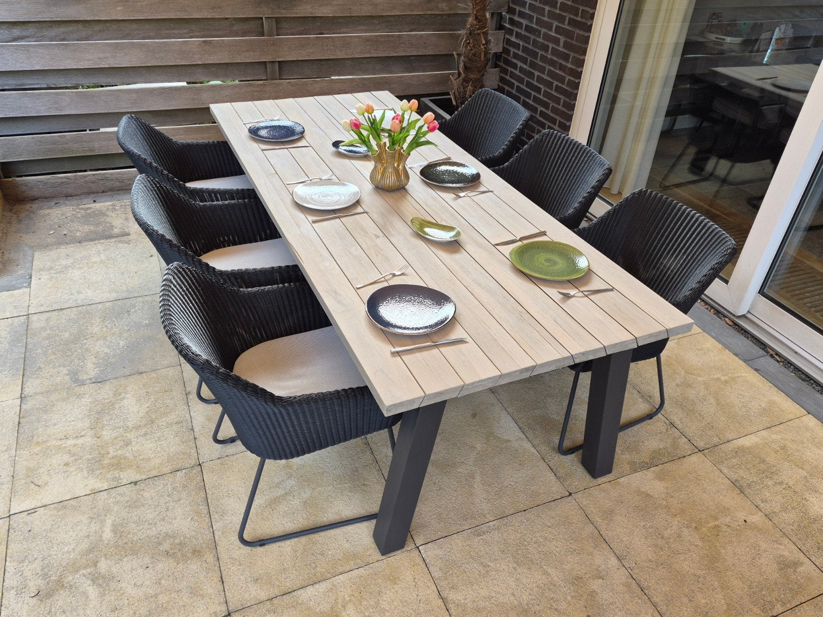 6 persoons Avila / Derby tuinset van 4 seasons outdoor, Tuin en Terras, Ophalen, 6 zitplaatsen, Teakhout, Zo goed als nieuw