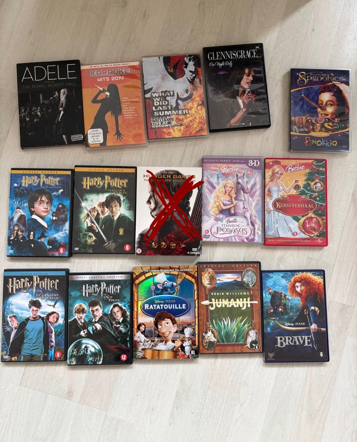 Diverse DVD's: Harry Potter, Barbie, Jumanji, Hunger Games, Ophalen, Gebruikt, Overige genres, Vanaf 6 jaar