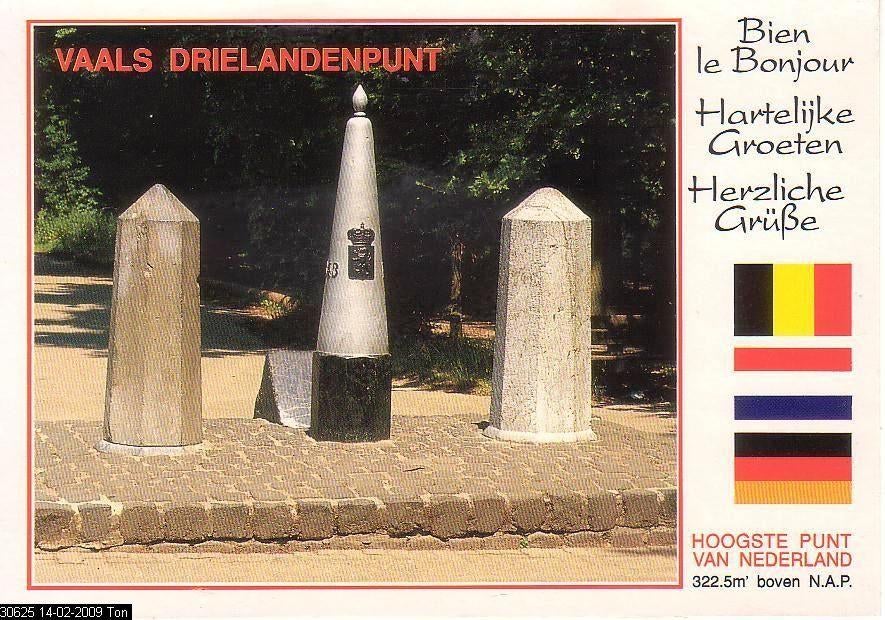 Ansichtkaart	Vaals	Drielandenpunt	Grenspalen, Verzenden, 1980 tot heden, Gelopen, Limburg