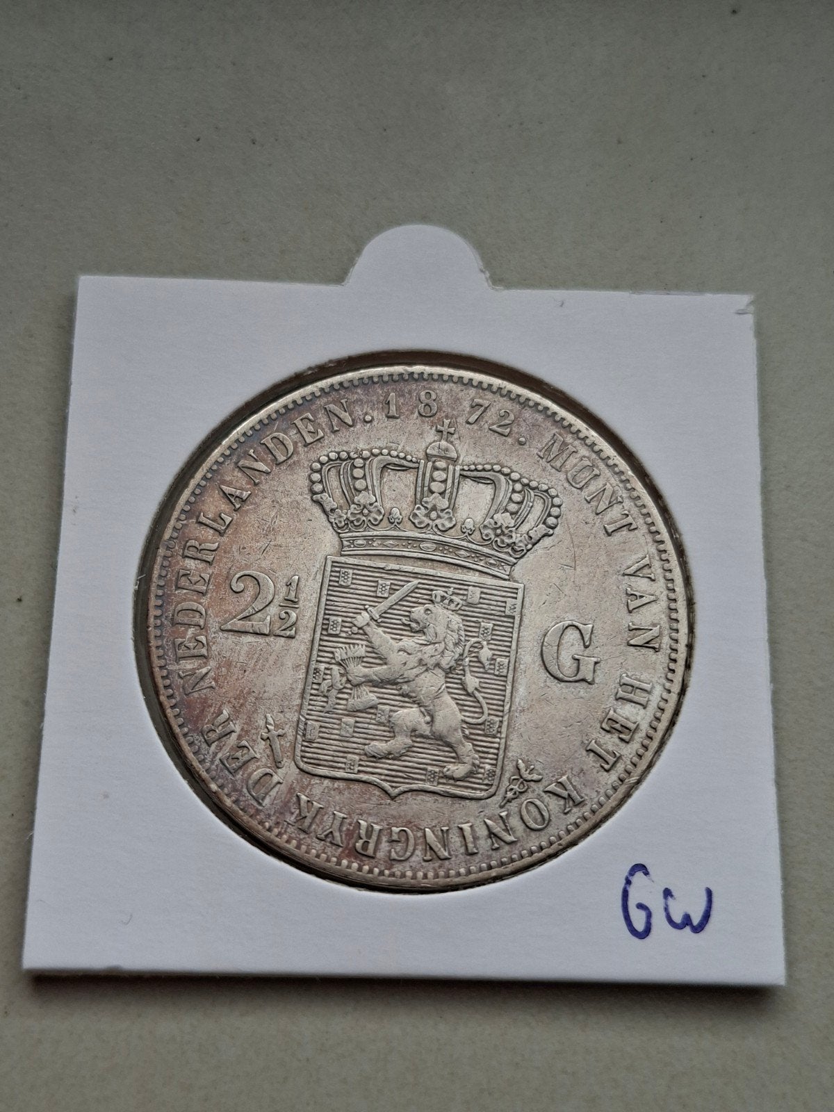 rijksdaalder 1872 willem 3 2½ gulden munt, Koning Willem III, Zilver, Ophalen of Verzenden, Losse munt