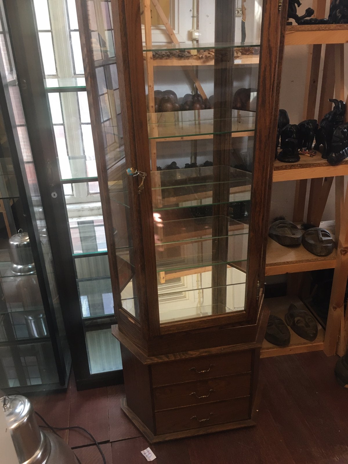 Antieke vitrinekast, Ophalen of Verzenden, 50 tot 75 cm, Glas, Met deur(en)