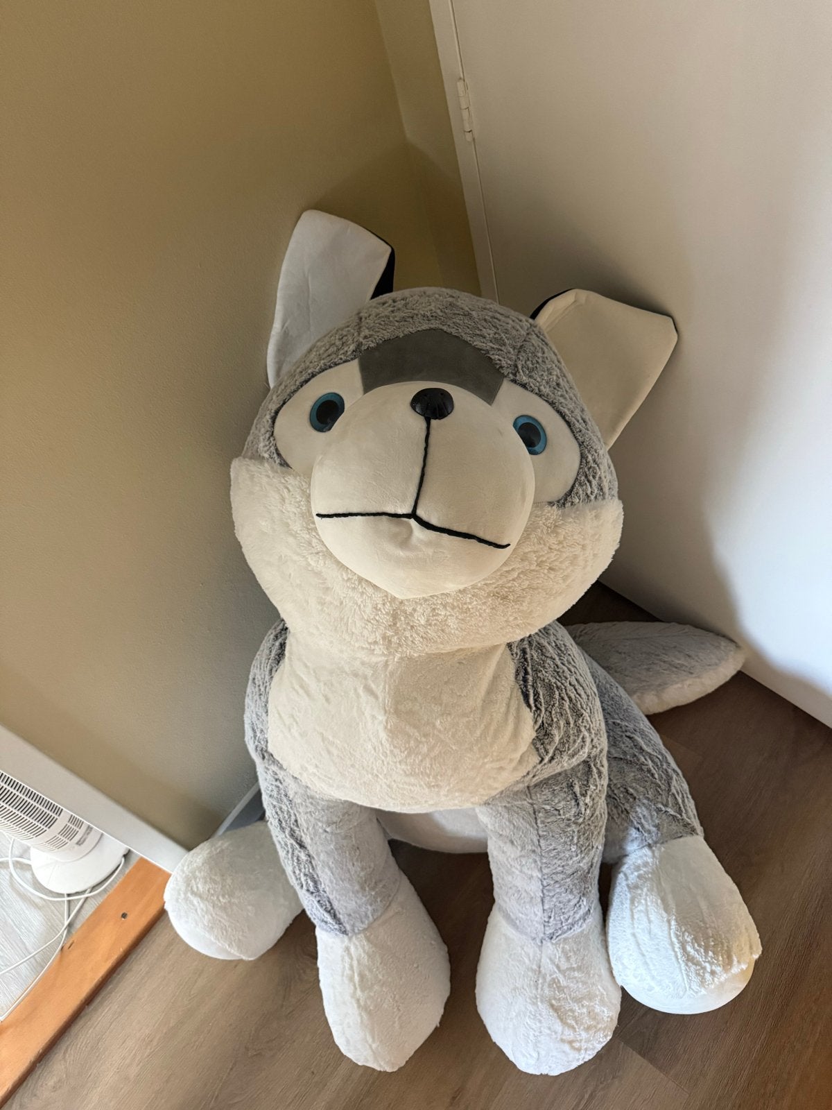 Grote zachte husky knuffel - Grijs/wit, Ophalen, Grijs, Hond, Zo goed als nieuw