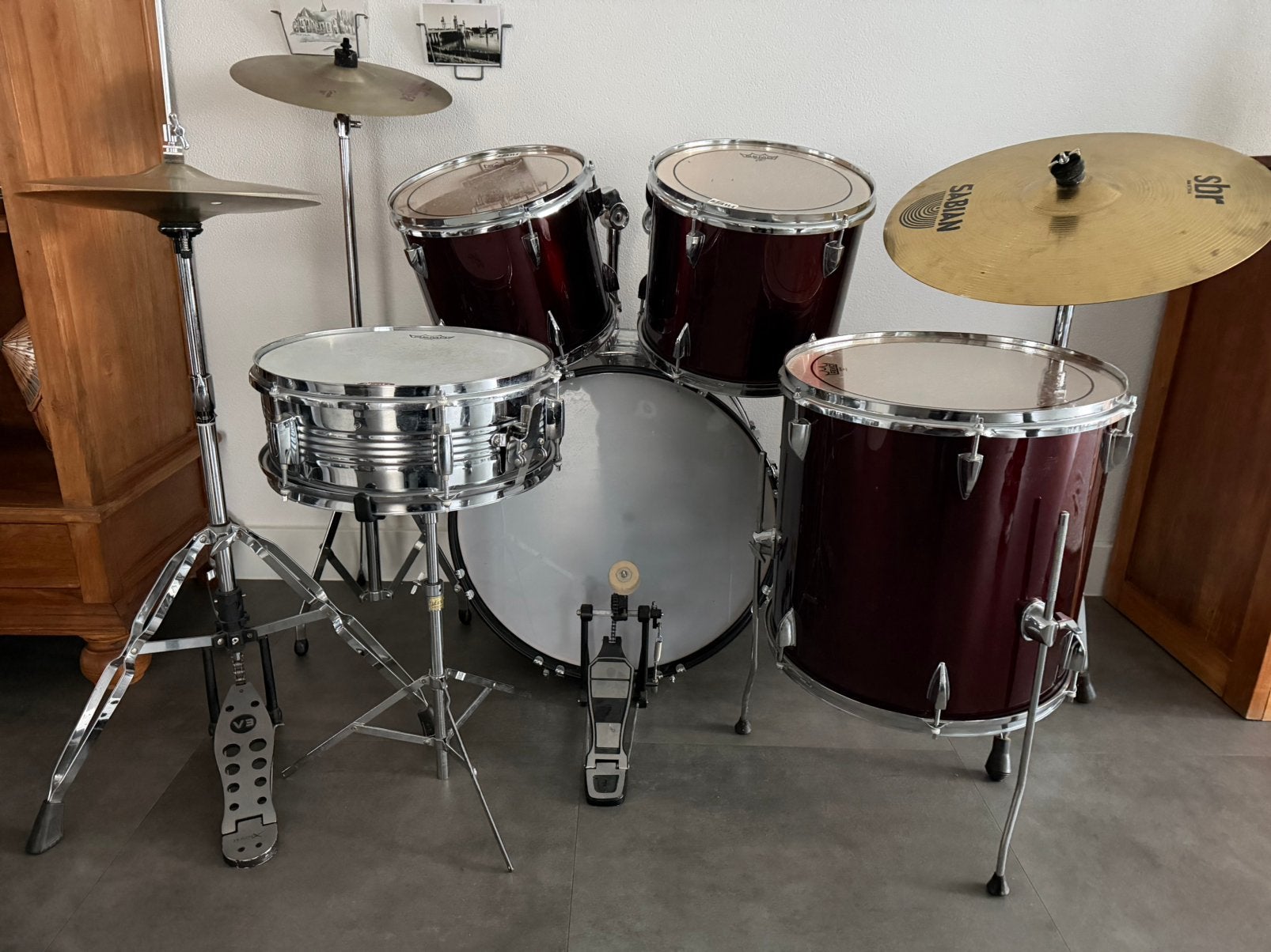 compleet akoestisch drumstel met Sabian-bekken(s), Ophalen, Gebruikt, Overige merken