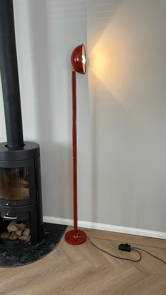 Vintage Designer staande lamp La Relco Milano - rood, Ophalen, Zo goed als nieuw, Retro / Vintage, Metaal