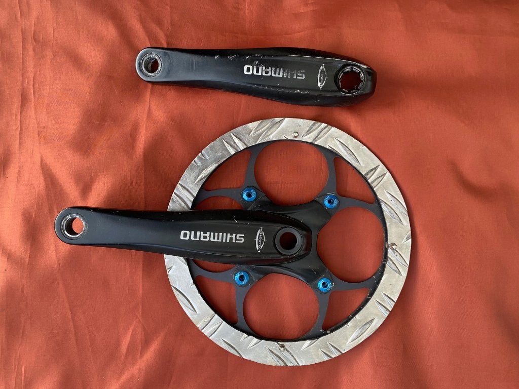 Shimano Fc-M311 crank/TA Specialites Chinook 50 t >project, Fietsen en Brommers, Fietsonderdelen, Gebruikt, Aluminium, Shimano