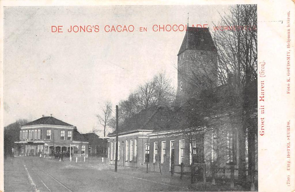Groeten uit Haren Groningen De Jong's Cacao Chocolade Wormer, Verzenden, Voor 1920, Ongelopen, Groningen