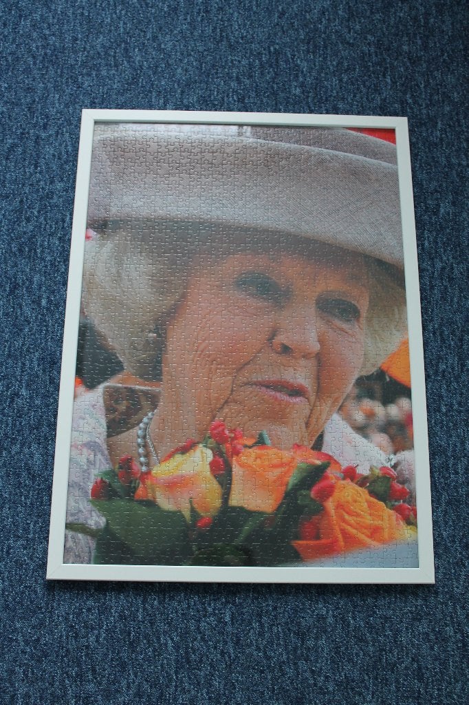 Prinses Beatrix fotopuzzel ingelijst, 1e Koningsdag in 2014, Verzamelen, Ophalen, Zo goed als nieuw, Nederland, Kaart, Foto of Prent