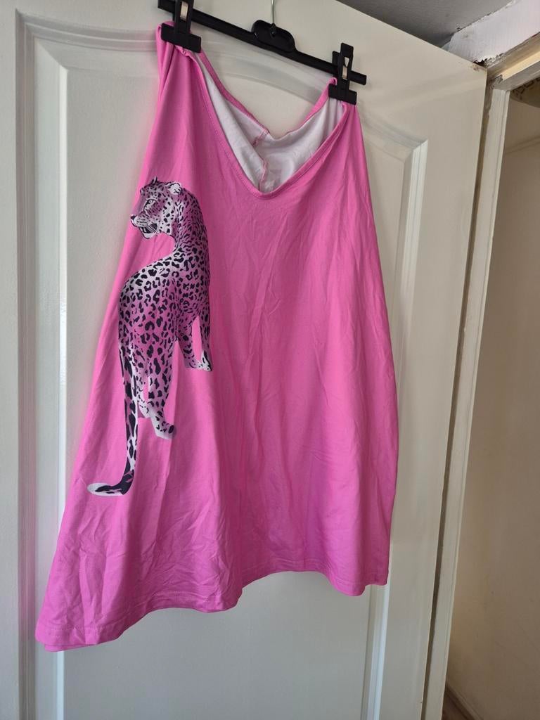 Roze top met luipaardprint en bijpassende legging, Kleding | Dames, Broeken en Pantalons, Gedragen, Maat 42/44 (L), Roze, Lang