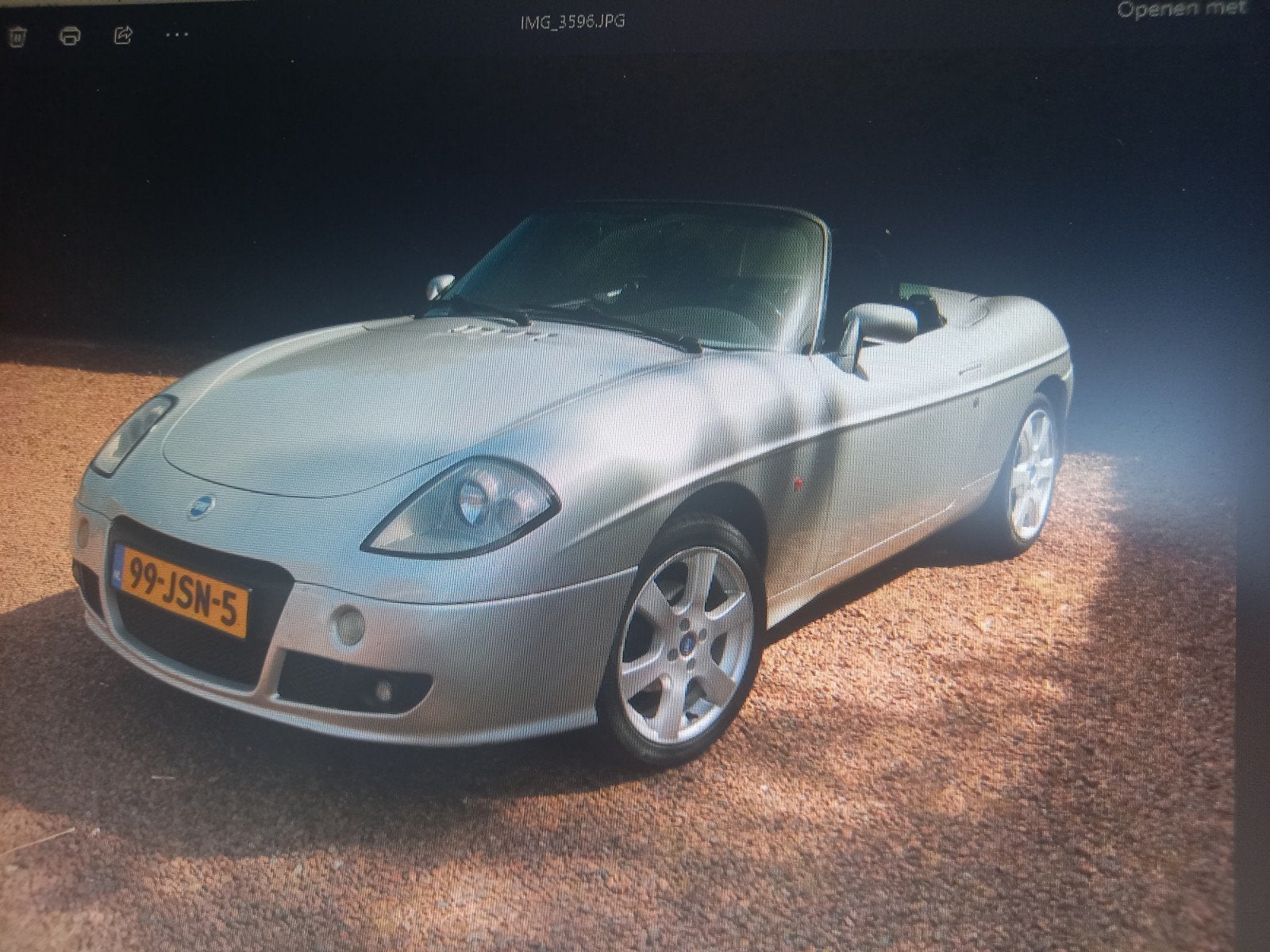 Fiat Barchetta 1.8 16V 2003 Grijs, Auto's, Voorwielaandrijving, 40 €/maand, 4 cilinders, Cabriolet