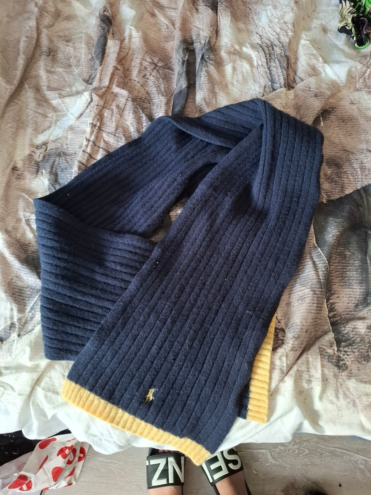 Polo Ralph Lauren Sjaal - Donkerblauw met Geel, Overige maten, Ophalen of Verzenden, Sjaal, Polo Ralph Lauren