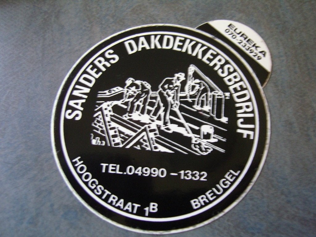 sticker Breugel SANDERS Dakdekkersbedrijf Hoogstraat 1b, Ophalen, Zo goed als nieuw