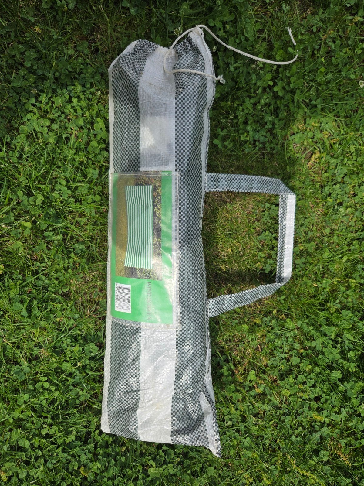 Windscherm grijs wit camping / strand, Ophalen of Verzenden, Zo goed als nieuw