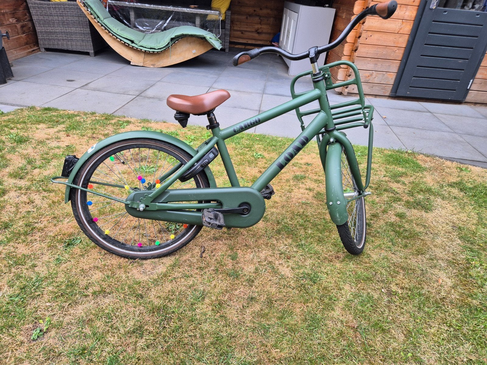 Stoere groene kinderfiets met voordrager, Fietsen en Brommers, Ophalen, Gebruikt, Terugtraprem, Overige merken
