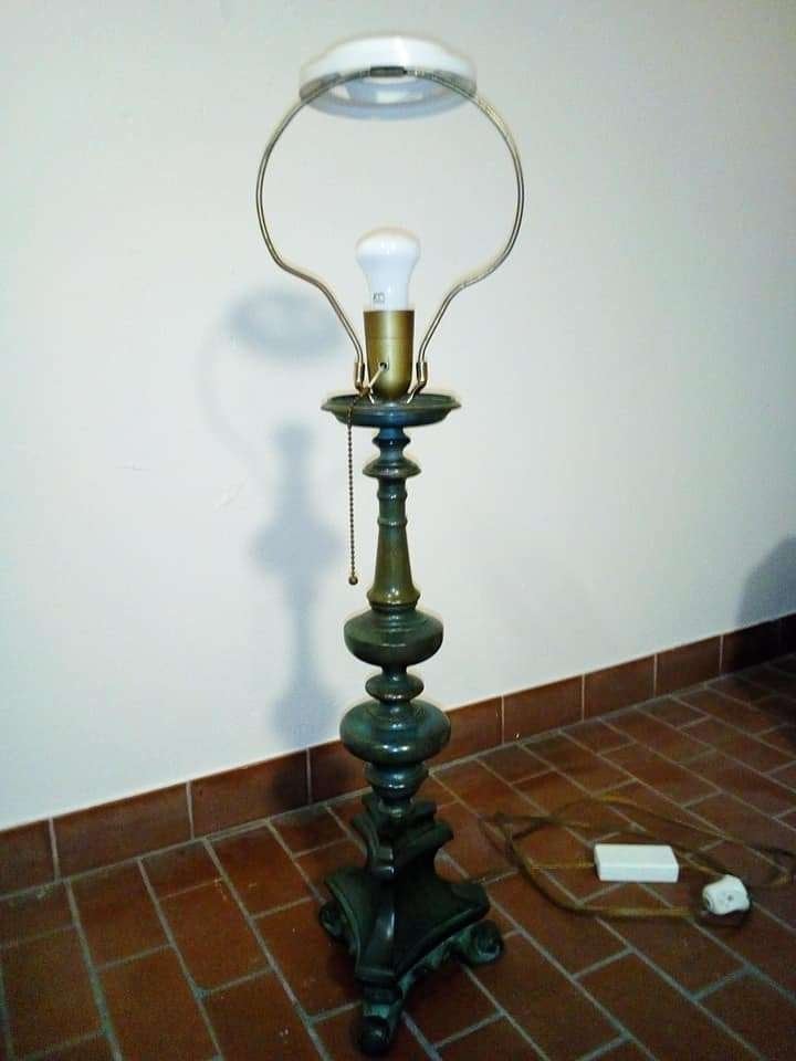 Lampvoet - antiek - brons gepatineerd, Ophalen, Zo goed als nieuw, Metaal