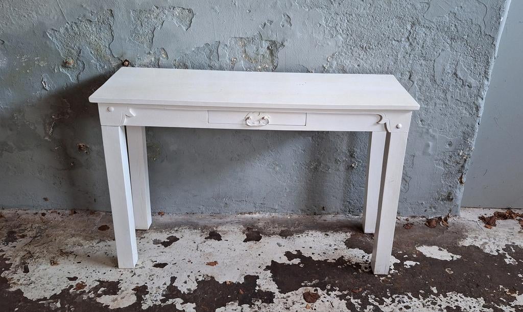 Witte sidetable met 1 lade, Huis en Inrichting, Tafels | Sidetables, Ophalen, Gebruikt, 50 tot 100 cm, Klassiek
