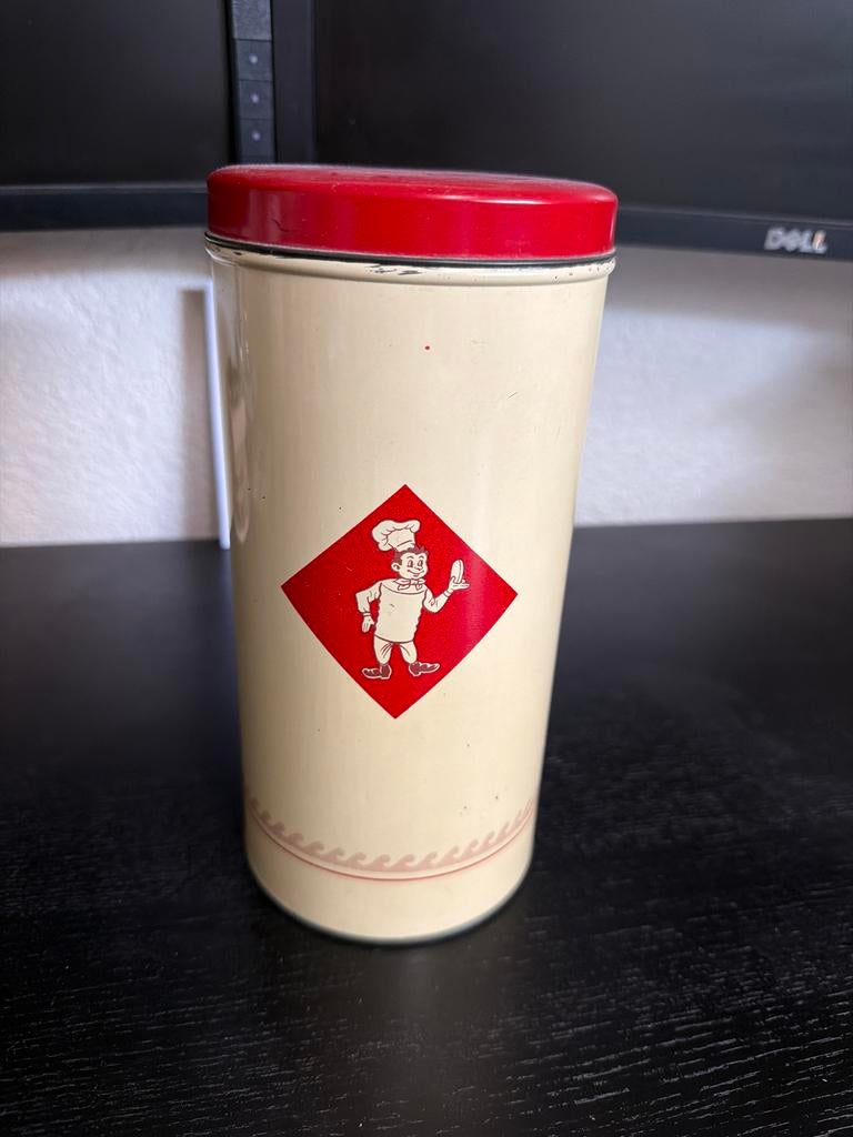 Vintage voorraadbus met kok-afbeelding, Ophalen of Verzenden, Zo goed als nieuw
