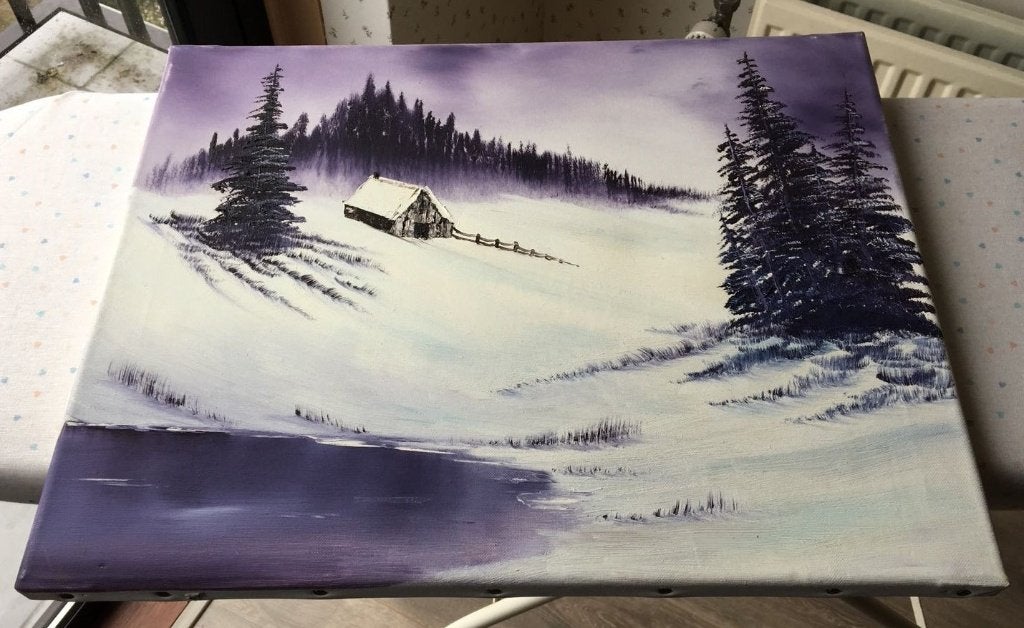 Mooi en apart schilderij - Bob Ross stijl, Antiek en Kunst, Kunst | Schilderijen | Klassiek, Ophalen of Verzenden