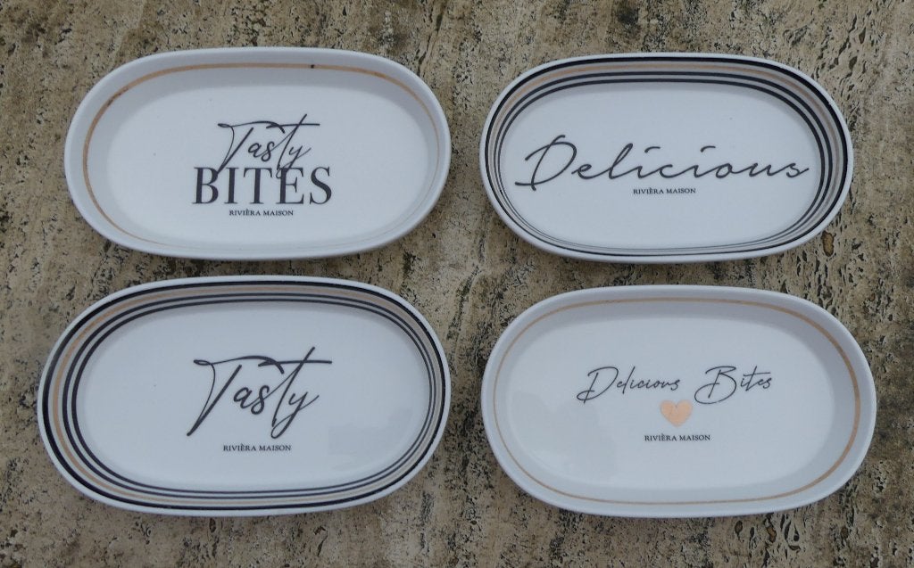 RM Riviera Maison Tasty Bites Delicious Snack Plates Go Nuts, Huis en Inrichting, Keuken | Servies, Overige merken, Nieuw, Ophalen of Verzenden
