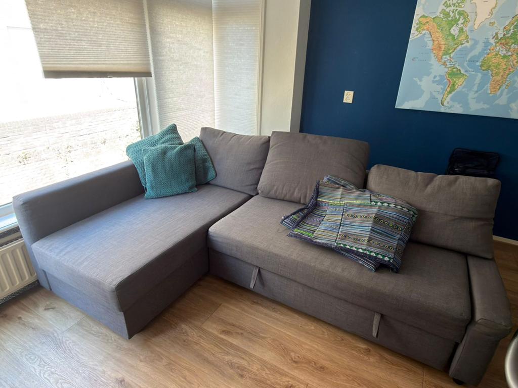 Ikea slaapbank grijs, Ophalen, Gebruikt, Tweepersoons, 140 cm