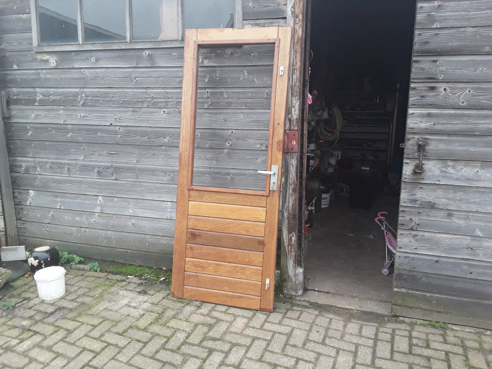 merbau buiten deur, Doe-het-zelf en Verbouw, Ophalen, Zo goed als nieuw, Buitendeur, 200 tot 215 cm