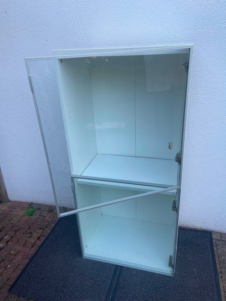 Vitrine kast wit met glazen deuren hxbxd =130x60x40 cm., Huis en Inrichting, Kasten | Vitrinekasten, Ophalen, Gebruikt, N.v.t.