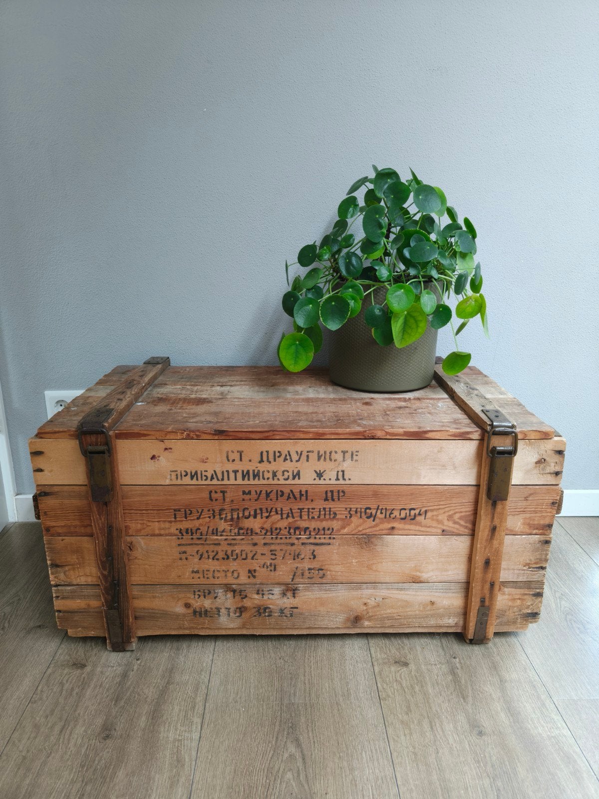 Vintage Houten Kist - munitiekist, Huis en Inrichting, Woonaccessoires | Kisten, Gebruikt, 50 tot 100 cm, 75 tot 100 cm, 5 – 50