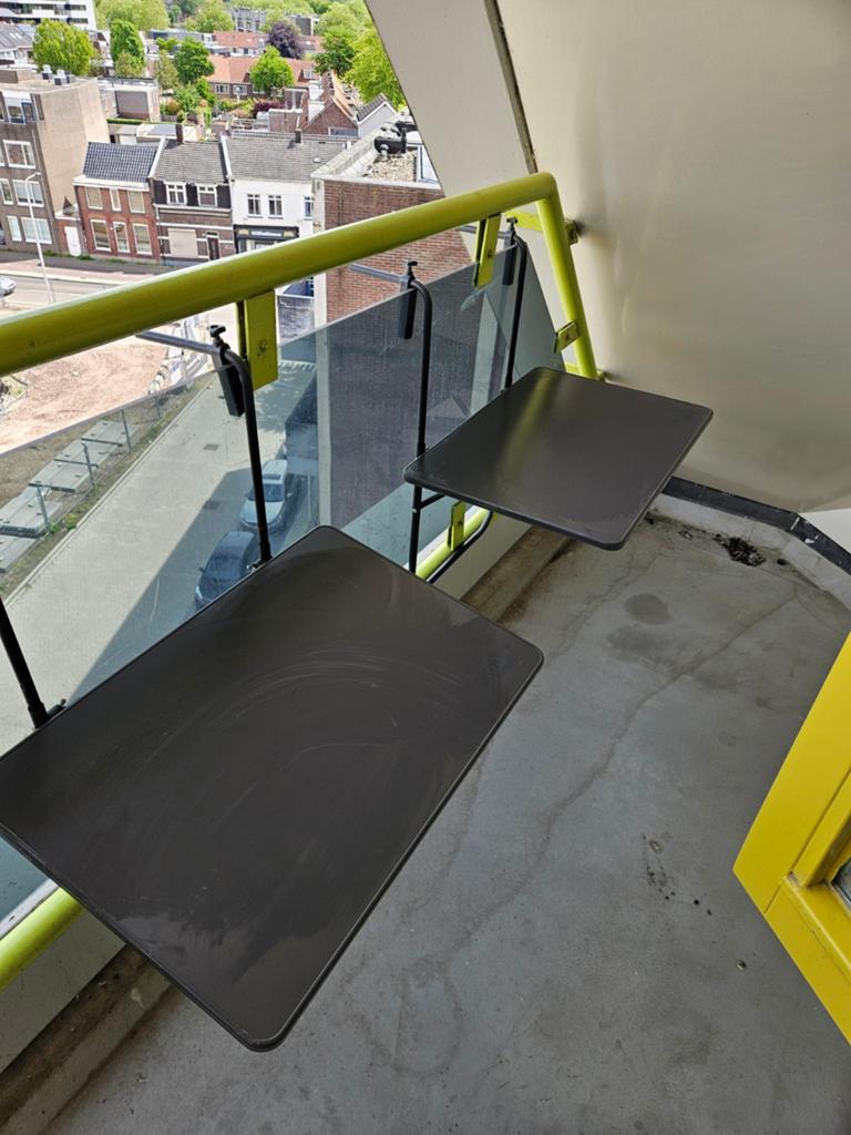2x Balkontafel inklapbaar - Zwart metaal, Ophalen, Gebruikt, Rechthoekig, Metaal
