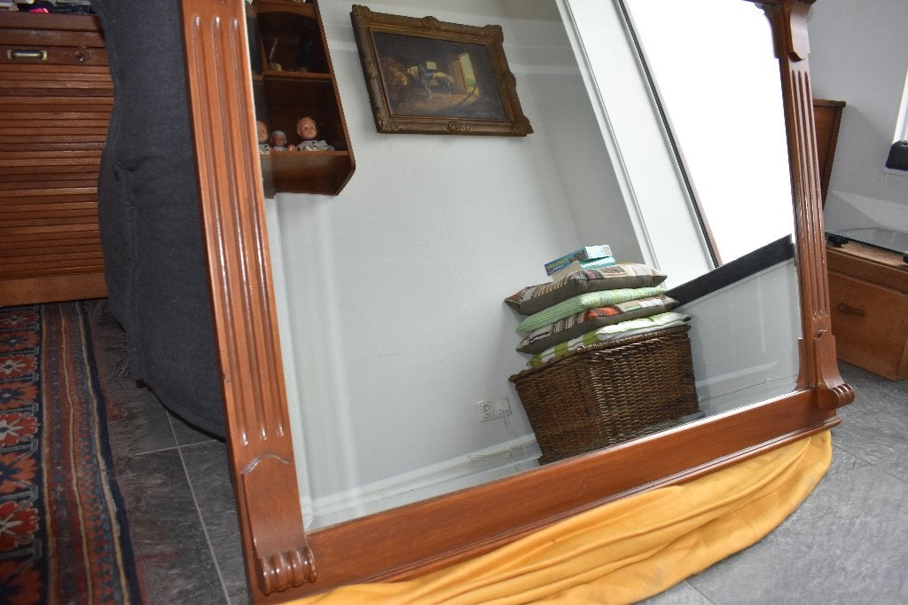 grote spiegel handgemaakt eiken b:126 x H: 99 cm, Huis en Inrichting, Woonaccessoires | Spiegels, Ophalen, 125 cm of meer, Zo goed als nieuw