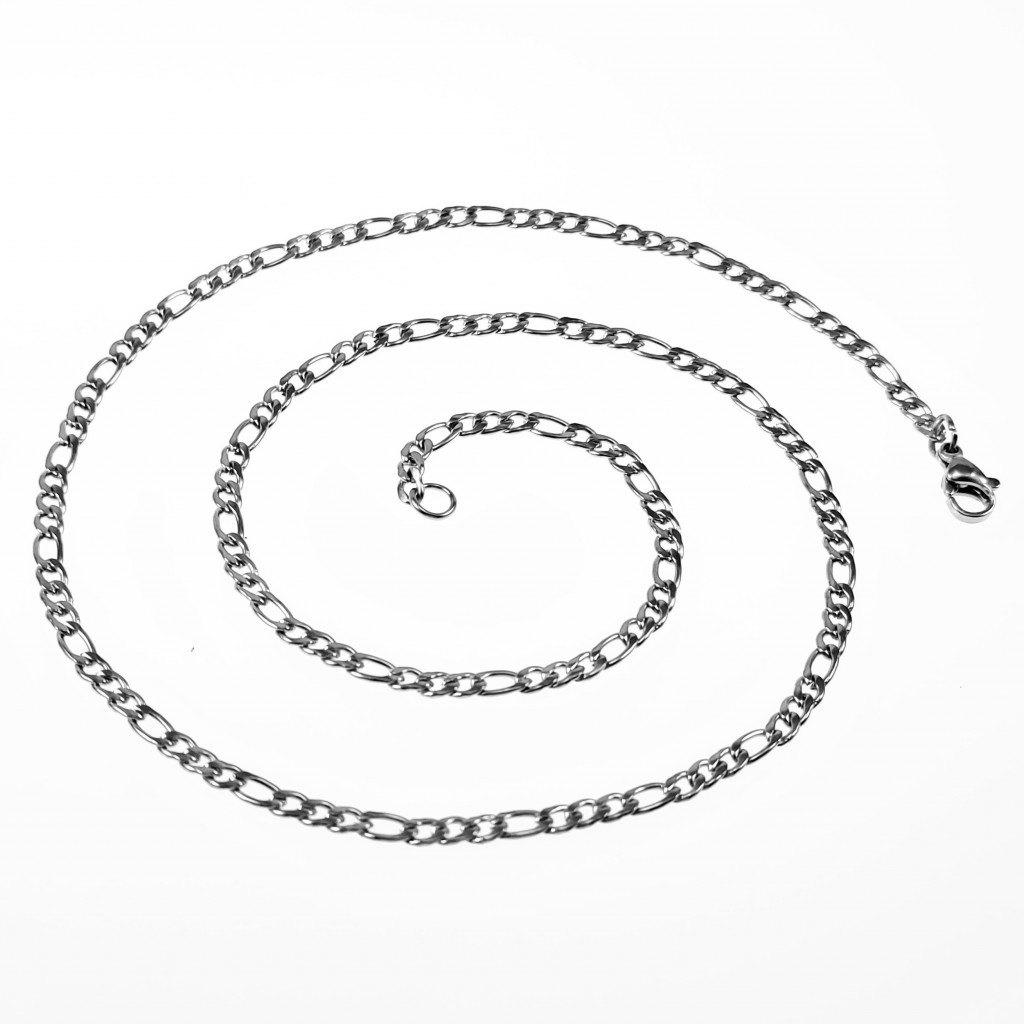 3mm Figaro Ketting Dames Heren Stalen Zilverkleur Schakel, Overige materialen, Birgitta-Gracht 33, 6465 EL Kerkrade, Nederland