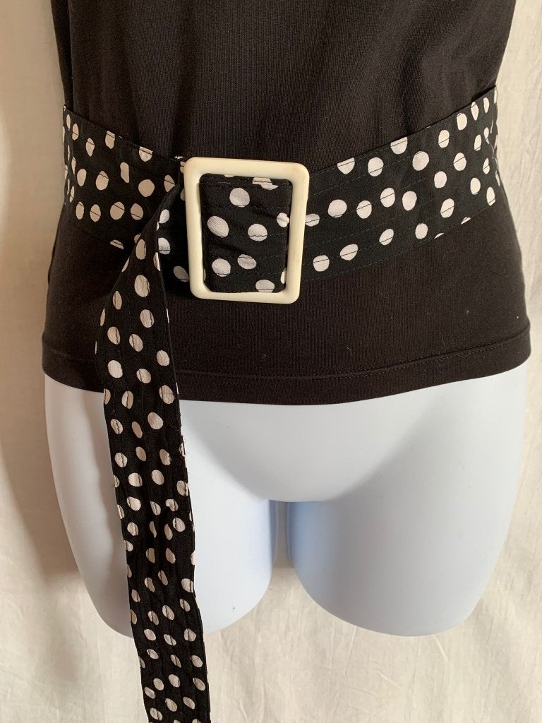Zwarte stoffen riem, witte stippen. Lengte 104 cm, ., Zwart, Ophalen of Verzenden, Zo goed als nieuw