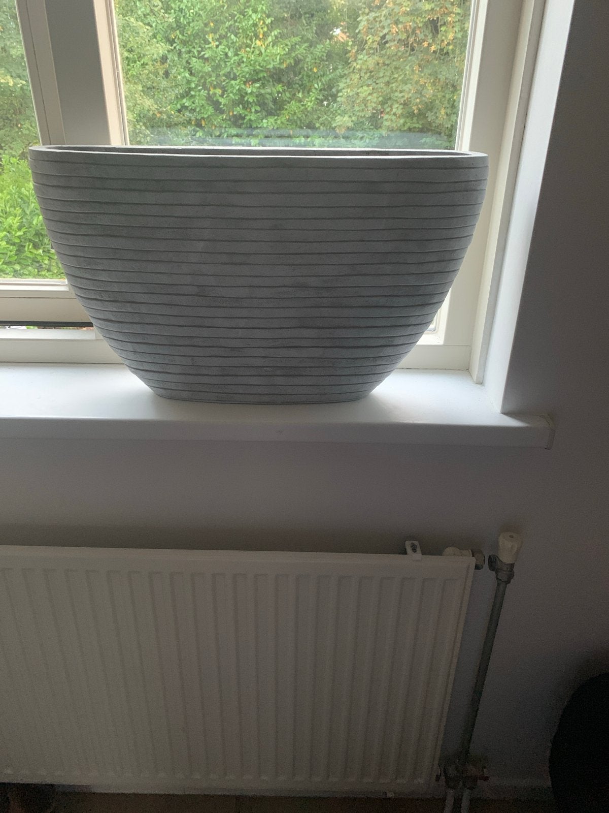 Grote ovale bloempot van Capi, grijs, Kunststof, 40 cm of meer, Binnen, Ophalen of Verzenden