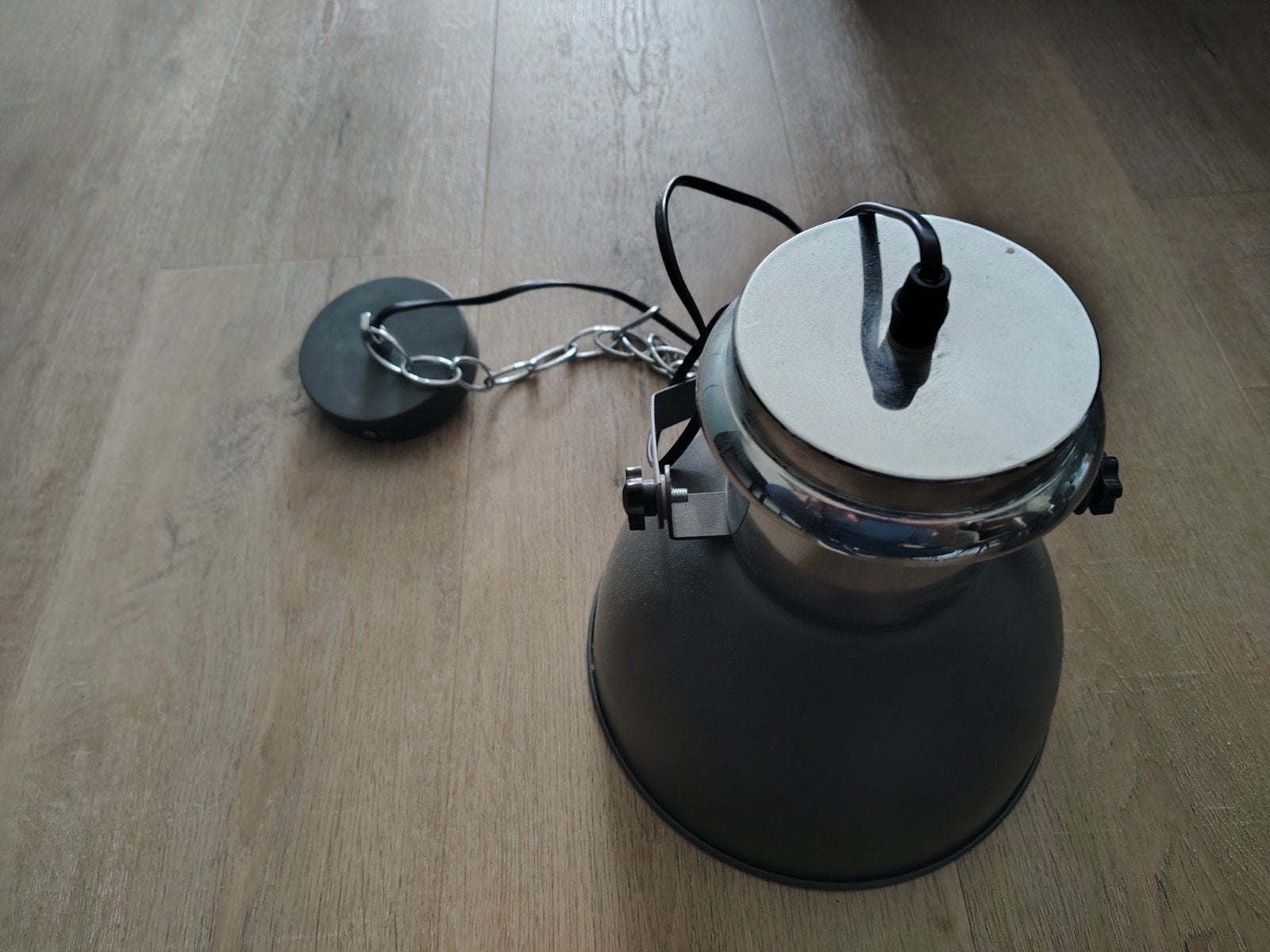 Grijze/Gun metal metalen lamp E27, Ø23cm, H30cm, Ophalen of Verzenden, Gebruikt, Metaal, E27 (groot)