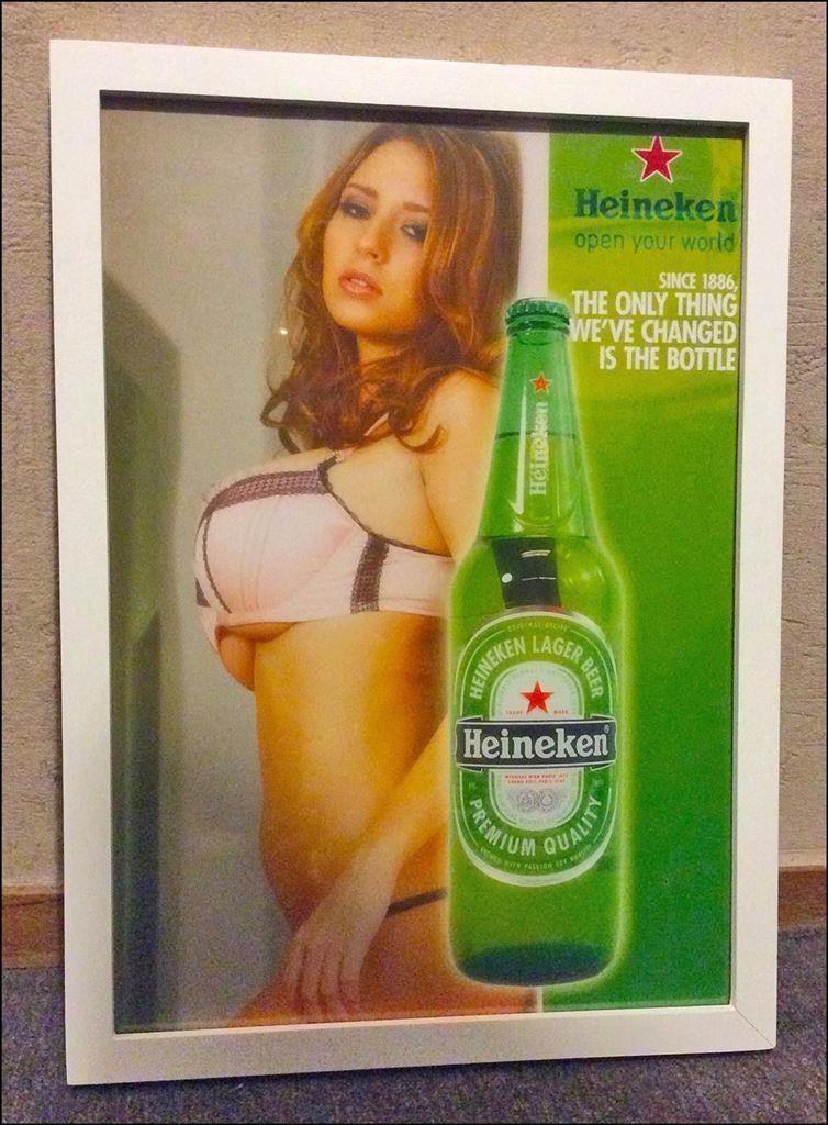 Zeldzaam HEINEKEN USA Reclame Afiiche Poster in lijst, Verzenden, Nieuw, Reclamebord, Plaat of Schild, Heineken