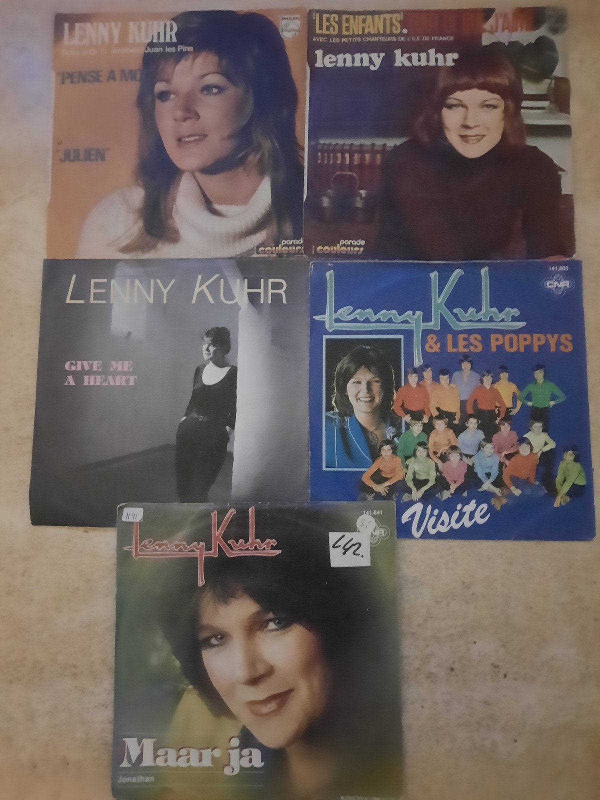 5x vinyl singels van Lenny Kuhr, Ophalen of Verzenden, Zo goed als nieuw, Overige formaten, Levenslied of Smartlap