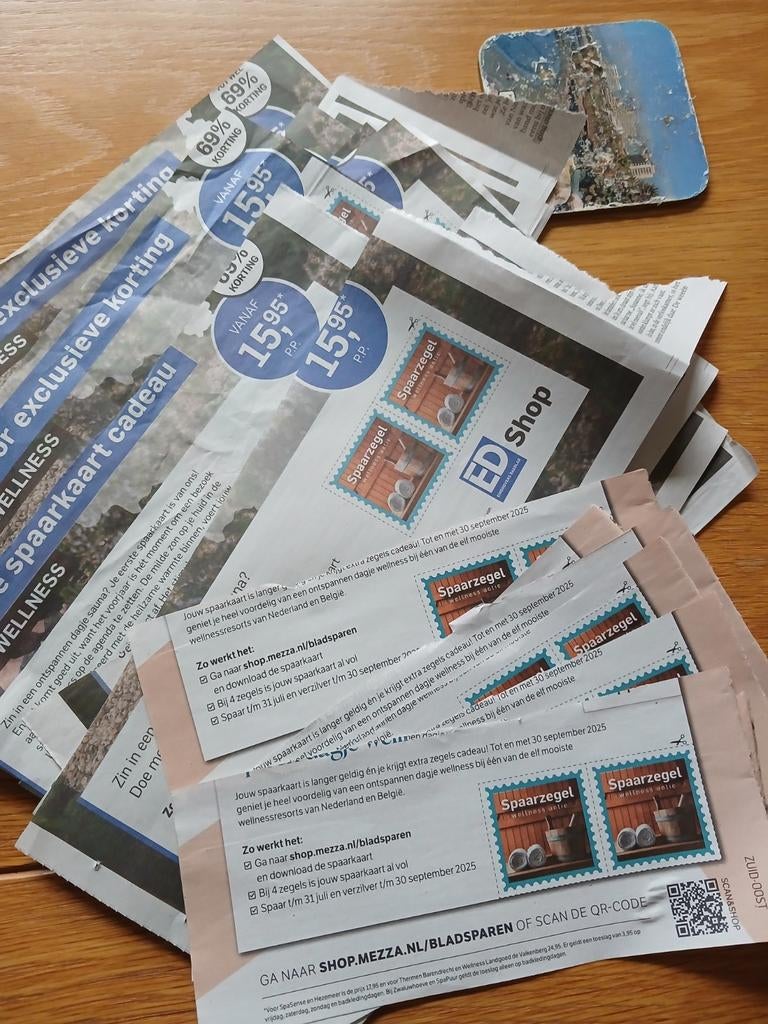 40 stuks  sauna spaarzegels krantsparen, Ophalen of Verzenden, Overige soorten, Zegels, Bonnen of Punten