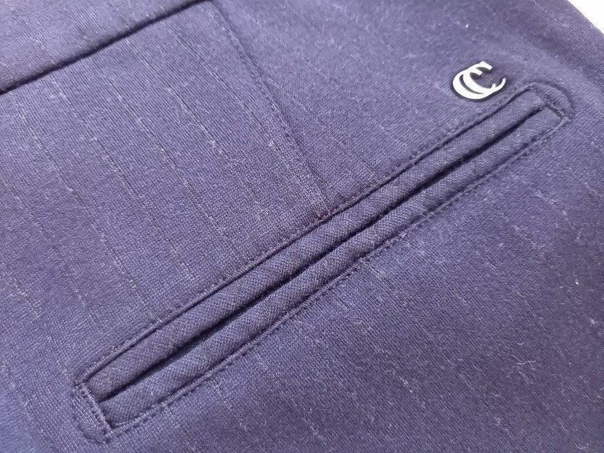 CAMBIO donkerblauwe broek met zwart streepje, maat 44 – 46, Cambio, Maat 42/44 (L), Zo goed als nieuw, Lang