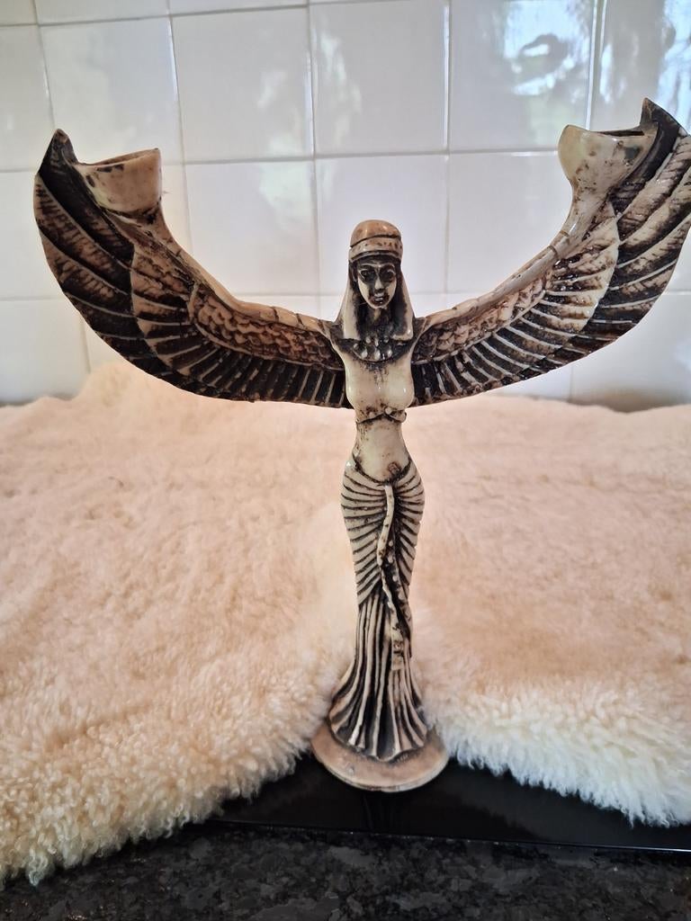 Egyptische Godin Isis Kandelaar - Uniek Decoratiestuk, Ophalen of Verzenden