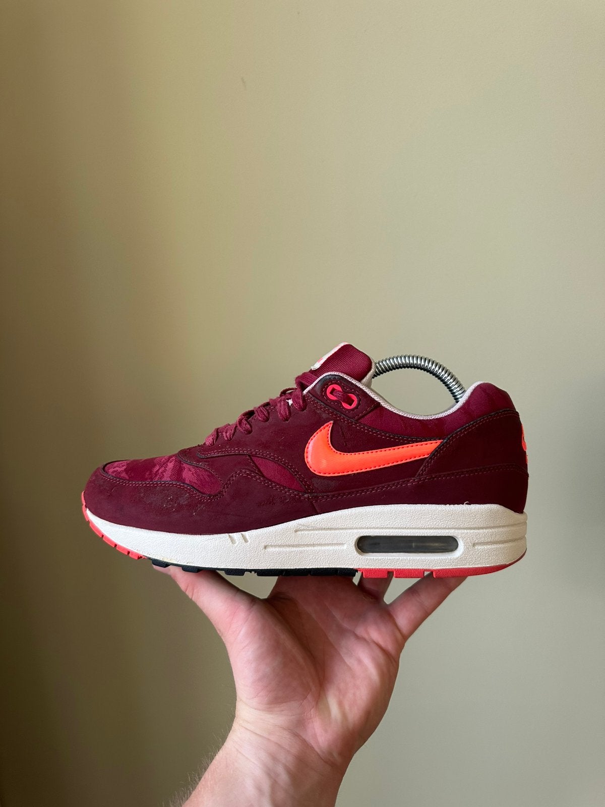 Nike Air Max 1 Jacquard Atomic Red / 42,5, Overige kleuren, Ophalen of Verzenden, Sneakers of Gympen, Zo goed als nieuw