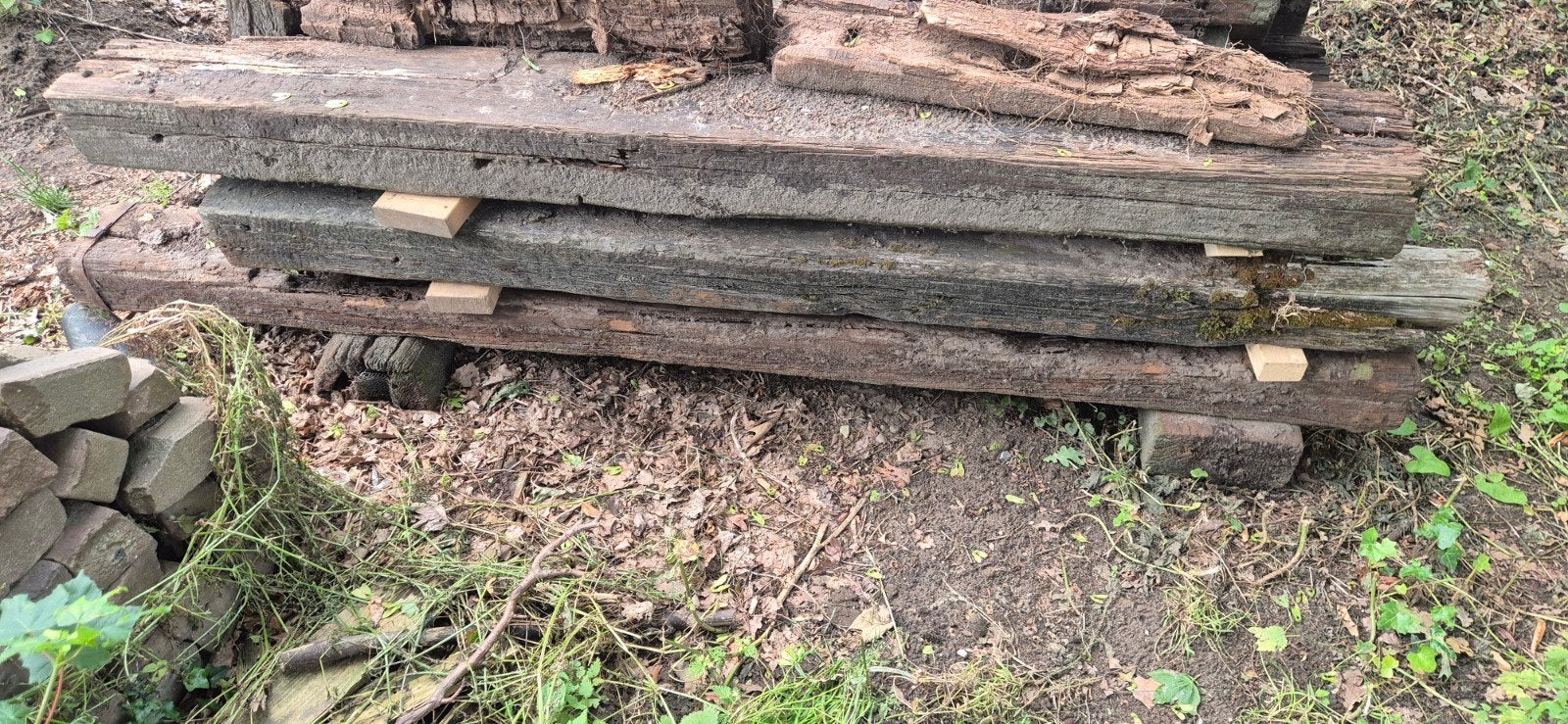 Houten bielzen., Ophalen, Gebruikt, Hout, Biels