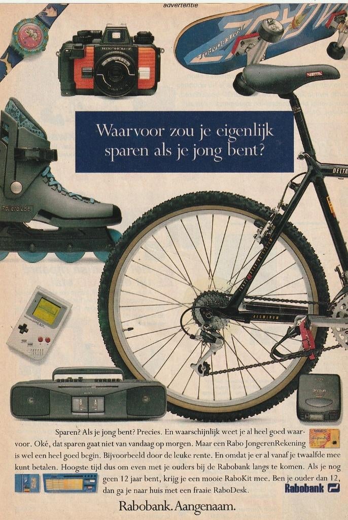 Retro reclame 1993 Rabobank Nintendo Gameboy, Verzamelen, Retro, Verzenden, Overige typen