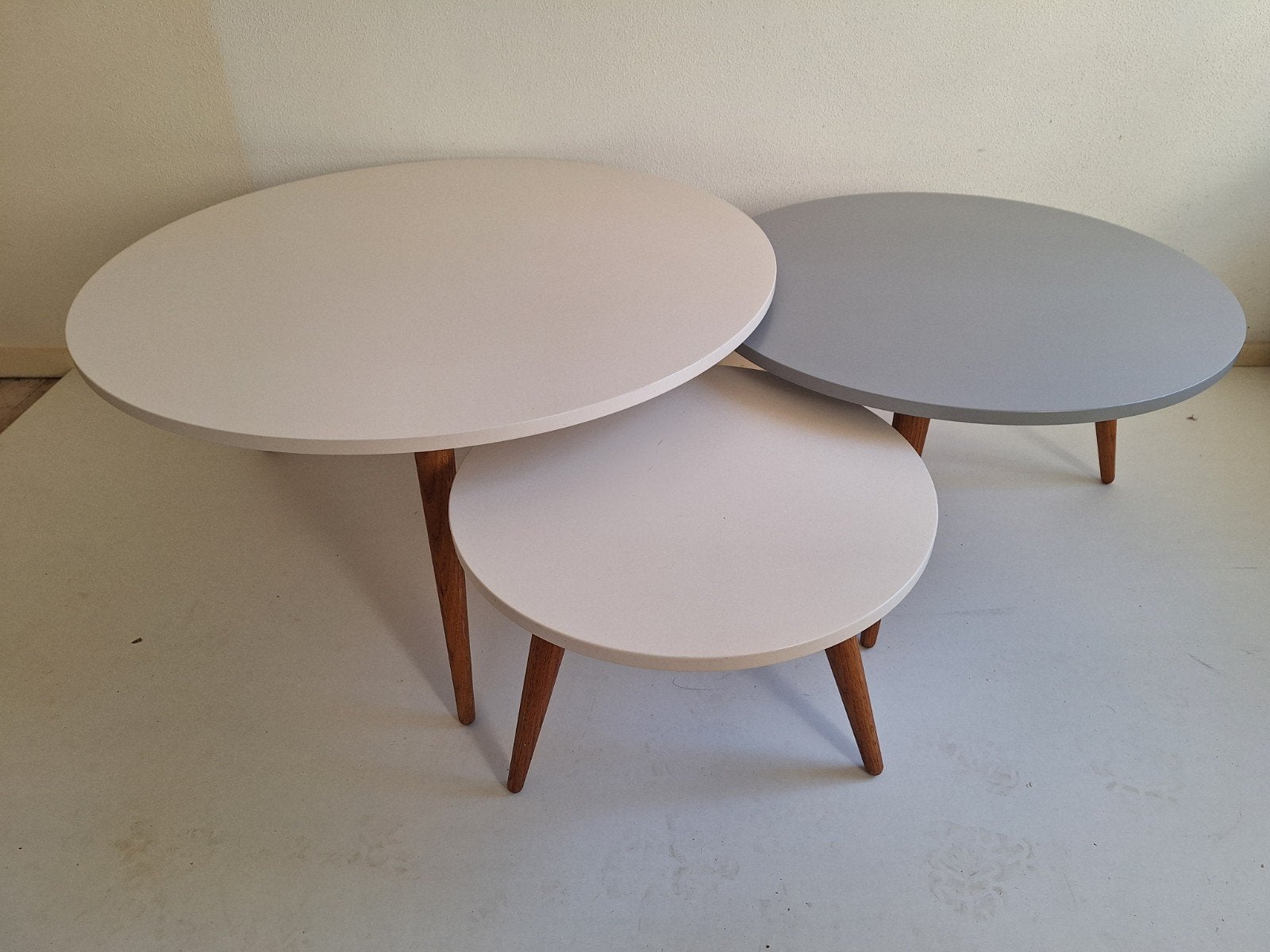 Set van 3 ronde salontafels / bijzettafels, Ophalen, Rond, 50 tot 100 cm, 50 tot 100 cm