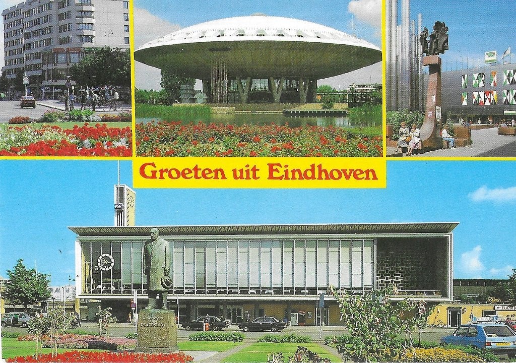 AK Eindhoven - Groeten uit.....Evoluon, Verzamelen, Verzenden, 1960 tot 1980, Ongelopen, Noord-Brabant