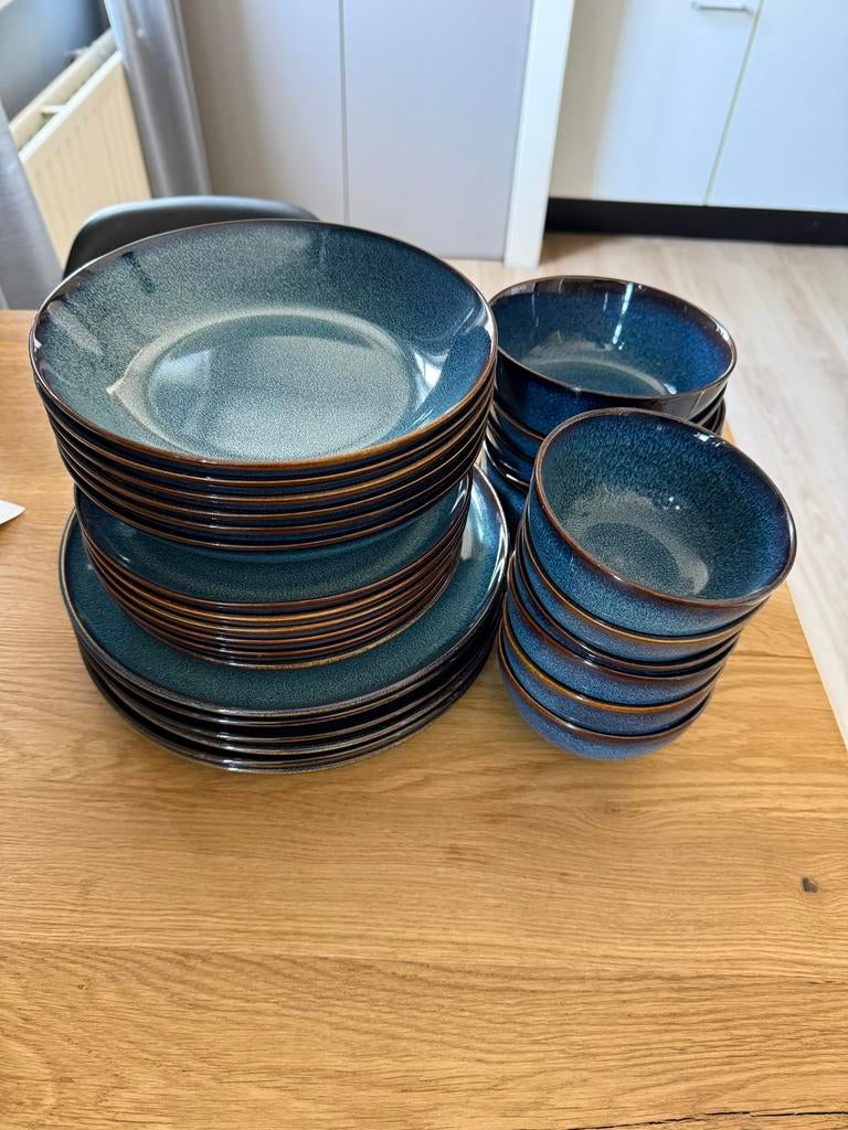 IKEA Servies Blauw/Bruin - 30-delig, Ophalen, Zo goed als nieuw, Overige stijlen, Compleet servies